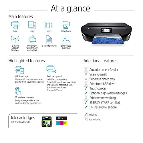 HP Envy 5055 Wireless All-in-One Photo Printer, HP Instant Ink & Amazon Dash Replenishment Ready (M2U85A) (Renewed)
