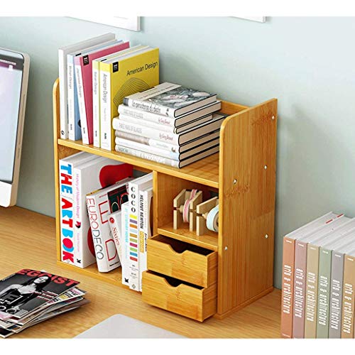 Zunruishop Bamboo Desktop Bookshelf with Drawers - Office Organizer Stand