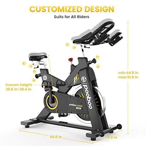 pooboo Exercise Bike Indoor Cycling Bike Stationary Bike-Belt Drive Cardio Bike with 44LBS Flywheel (gamboge)
