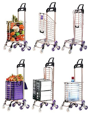 NeAFP Large Folding Shopping Cart with Swivel Wheels and Stair Climbing Feature