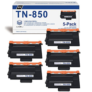 (Black,5-Pack) Compatible TN-850 High Yield Toner Cartridge Replacement for Brother TN850 HL-L6250DW HL-L6300DW HL-L5100DN HL-L5200DW/DWT Printer Toner Cartridge