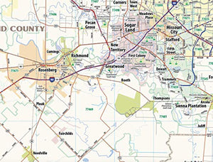 Houston Metro Area Laminated Wall map (54" x 64")