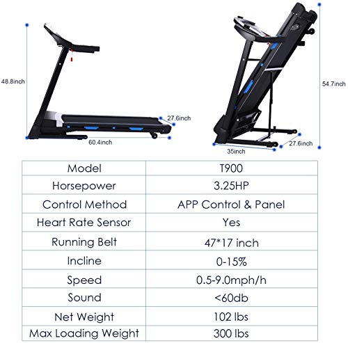 ANCHEER Folding Treadmill, 3.25HP Electric Motorized Treadmills with Automatic Incline, Walking Running Jogging Running Machine for Home Gym
