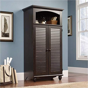 Pemberly Row Computer Armoire Closet Cabinet in Antiqued Paint