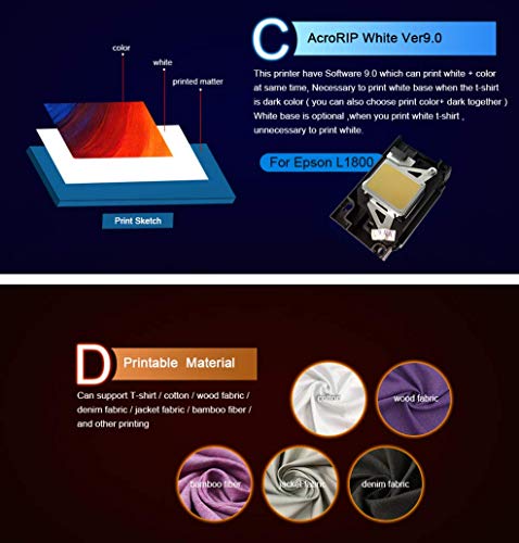 hrm Automatic A3 T-Shirt Printing Machine DTG Printer Tshirt Machine for T-Shirts/Sweatshirts/Hoodies/Pants/Jeans etc,A3 dtg + ink