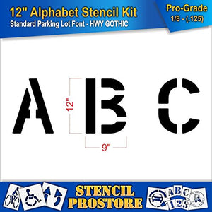 Pavement Stencils - 12 inch Alphabet KIT Stencil Set - (28 Piece) - 12" x 9" x 1/8" (128 mil) - Pro-Grade