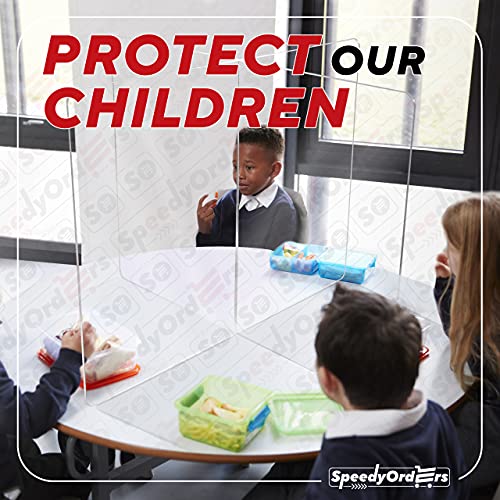 Sneeze Guard Table Divider by SPEEDYORDERS - 4 Persons Clear Acrylic Desk Dividers for Students School Restaurant - For Round/Square Tables - 1/4" Thick Acrylic 47.5"W x 47.5"L x 23.5"H