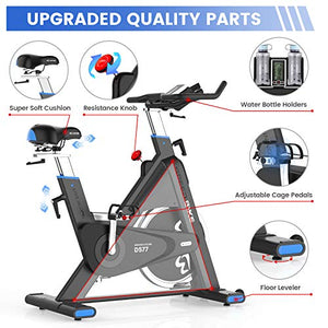 Cycool Exercise Bike Stationary,330 Lbs Weight Capacity Pro Belt Drive Indoor Home Gyms Cycling Bike Trainer, Super Smooth Heavy Duty Flywheel Commercial Studio Cycle for Fitness(Blue)