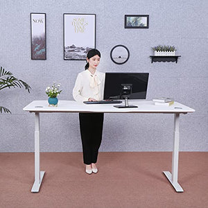 ApexDesk Elite Pro Series 60" Electric Height Adjustable Standing Desk - White Top, Off-White Frame