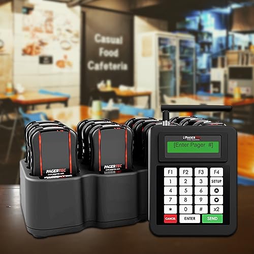 PagerTec Wireless Paging System for Restaurants, Hospitals, Offices, Hotels - Set of 48 Long Range Pagers