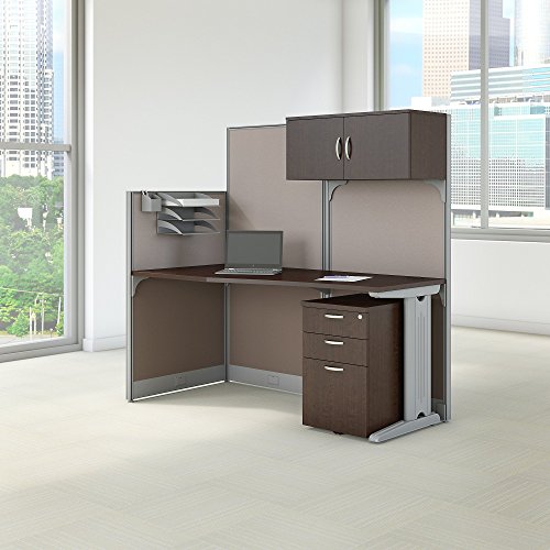 Bush Business Furniture Office in an Hour 65W x 33D Cubicle Workstation with Storage in Mocha Cherry