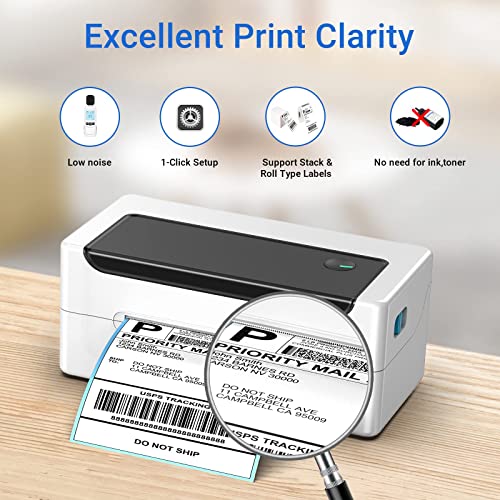 Shipping Label Printer - 4x6 Label Printer for Small Business, Thermal Label Printer 1-Click Setup on Windows & Mac, Thermal Label Maker Compatible with Amazon, USPS, Ebay, Shopify, etc