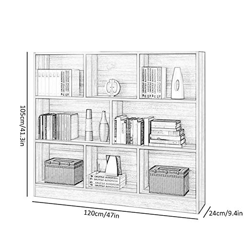 HM&DX Storage Bookcase 8 Cubes, Wood Open Bookshelf Organizer Closet Display Rack for Home Office-Black Walnut