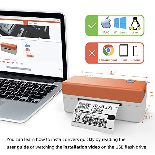 K Comer Shipping Label Printers High Speed 4x6 Commercial Direct Thermal Printer Labels Maker Machine for Shipment Package, Compatible with Amazon Ebay Shopify Etsy UPS on Windows/Mac/Linux