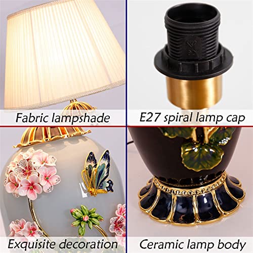 WAOCEO Traditional Ceramic Table Lamp 24.4 Inch Classical Enamel Color Craft Bedside Lamp