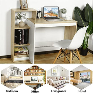 BinOxy Computer Desk 110cm with 4 Layer Storage Shelf - Modern Home Office Furniture