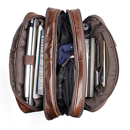 Xinmier Laptop Messenger Bag European and American Retro Business Briefcase Large Men's Leather Handbag 17 Inch Computer Briefcase for Business (Color : Brown, Size : 44.5x16x31cm)