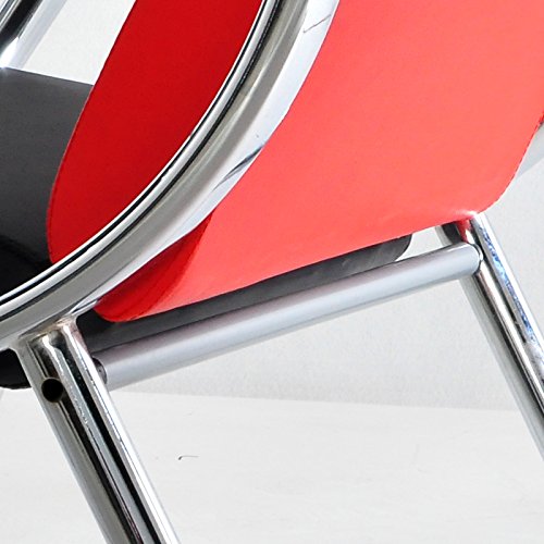 BORELAX 2Pcs Office Reception Chair Waiting Room Visitor Guest Sofa Seat Orange Red and Black PU Leather