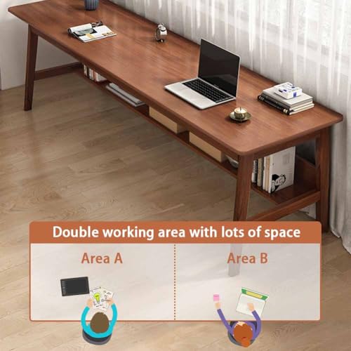 NELYE Extra Long Desk with Bookshelf - 71 Inches Home Office Work Study Table