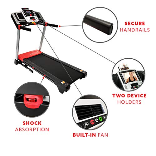 Sunny Health & Fitness Evo-Fit Incline Treadmill with Bluetooth and Dual Device Tablet Holders - SF-T7955