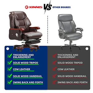 Kinnls Jones Massage Office Chair with Footrest and Genuine Leather Recliner