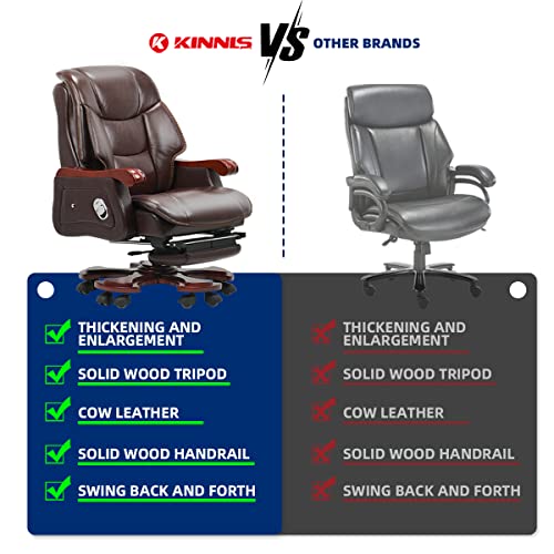 Kinnls Jones Massage Office Chair with Foot Rest - Genuine Leather Executive Chair
