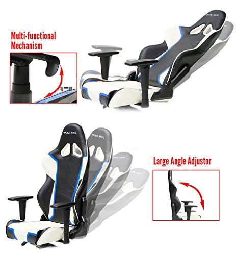 DXRacer Racing Series OH/RH110/NWB Racing Seat Office Chair Gaming Ergonomic Adjustable Computer Chair with - Includes Head and Lumbar Support Pillow (Black, White, Blue)