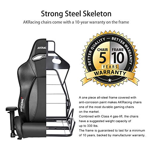 AKRacing Masters Series Premium Gaming Chair with High Backrest, Recliner, Swivel, Tilt, 4D Armrests, Rocker and Seat Height Adjustment Mechanisms with 5/10 Warranty - Carbon Black