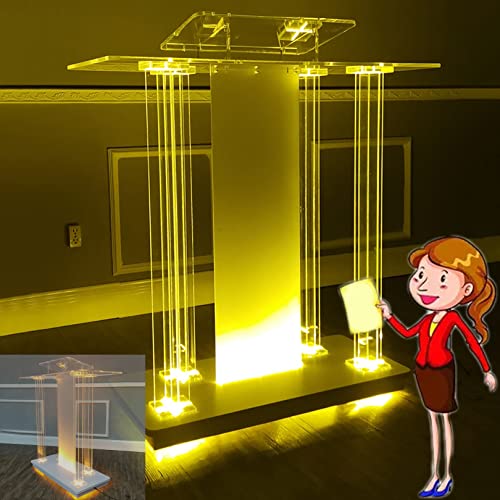 None Podium Stand, Transparent Lectern Stand Up Desk for School, Church, and Events