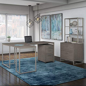 Office by kathy ireland Method 72W L Shaped Desk with 30W Return, File Cabinets and Hutch in Cocoa