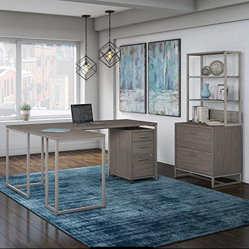 Office by kathy ireland Method 72W L Shaped Desk with 30W Return, File Cabinets and Hutch in Cocoa