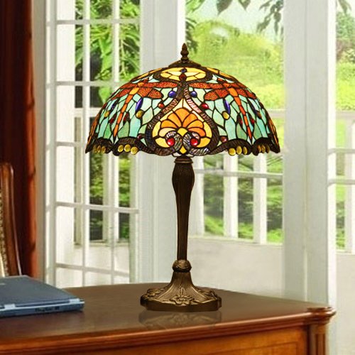Tiffany Europaische retro style hand-painted stained glass table lamp