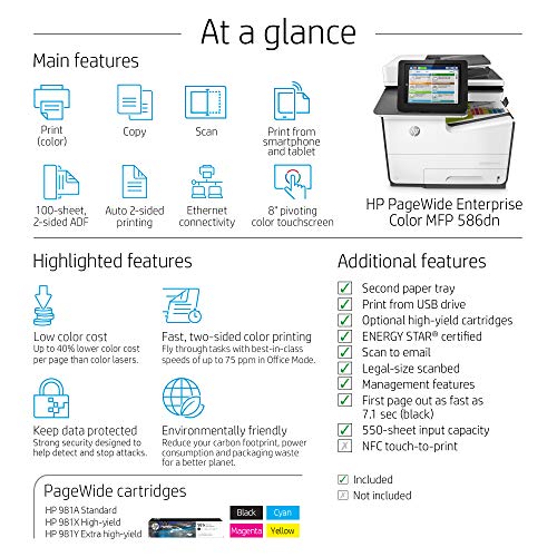HP PageWide Enterprise Color 586dn Multifunction Duplex Printer (G1W39A)