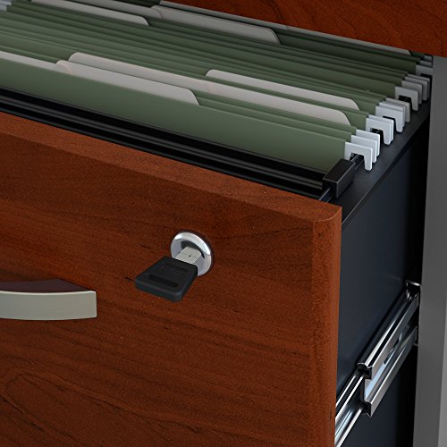 Bush Business Furniture Series C L Shaped Reception Desk with Mobile File Cabinet in Hansen Cherry