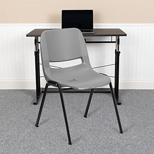 Flash Furniture 5 Pack HERCULES Series Gray Ergonomic Stack Chair - 880 lb. Capacity