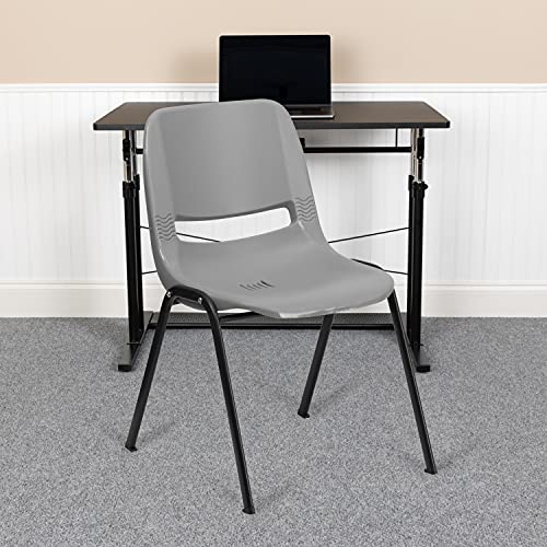 Flash Furniture 5 Pack HERCULES Series Gray Ergonomic Stack Chair - 880 lb. Capacity