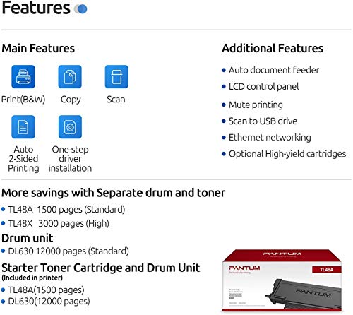 Pantum Multifunction (Print Copy Scan) Monochrome Laser Printer with Wireless Duplex Two-Sided Printing, Networking & USB 2.0(33PPM, M29DW-W5M23A)