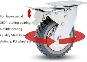 ROLTIN Heavy Duty Plate Casters with Silent PU Wheels - 800kg-1300kg Capacity