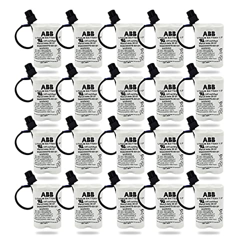 BAOBUTE 20pcs 3600mAh 3HAC044075-001/01 7.2V Lithium Battery for ABB Robot CPU SMB ABBTA521 ABB3HAC16831-1