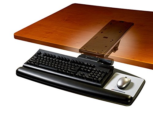 3M AKT91LE Easy Adjust Keyboard Tray With Standard Platform, 17 3/4" Track, Black