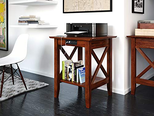 Atlantic Furniture Lexi Printer Stand with Charging Station, Walnut