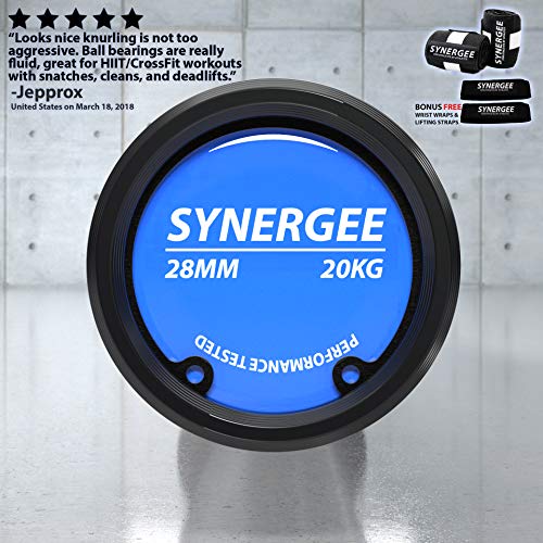 Synergee Regional Olympic 20kg Men’s Black Phosphate Barbell. Rated 1500lbs for Weightlifting, Powerlifting and Crossfit
