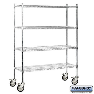 Salsbury Industries Mobile Wire Shelving Unit, 60-Inch Wide by 80-Inch High by 18-Inch Deep, Chrome