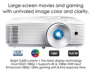 Optoma HD28HDR 1080p Home Theater Projector for Gaming and Movies | 4K Input Support | HDR Compatible | 120Hz Refresh Rate | Enhanced Gaming Mode | 8.4ms Response Time | 3600 Lumens