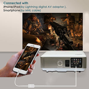 EUG LCD HD Home Theater Projector 1080P 4600 Lumen Digital TV Projector Movies Gaming with HDMI  HDMI USB RCA Audio VGA AV Zoom Keystone Built-in Speakers, Ideal for Outdoor Indoor Entertainment
