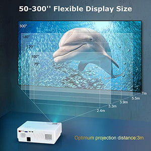 Projector, WiMiUS Newest P28 7000 Lumens LED Projector Native 1920x1080 Video Projector Support 4K Dolby 300’’ Screen 4D ±50°Keystone Correction for Home Theater and PPT Presentation