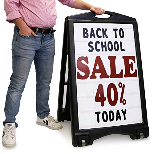 SmartSign BigBoss Pro Changeable Message Board (White) with 4 Inch and 9 Inch Letters and Numbers Kit