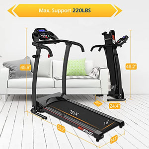 FYC Folding Treadmills for Home Compact Treadmill Electric Motorized Exercise Fitness Running Machine with Mobile Phone & Water Bottle Holder, 12 Preset Programs