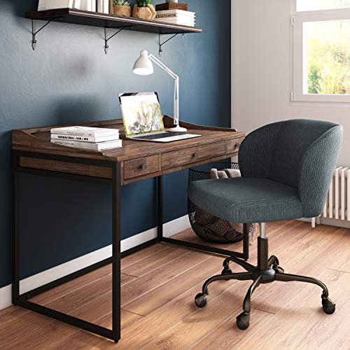 SIMPLIHOME Ralston SOLID WOOD and Metal Modern Industrial 48 inch Wide Home Office Desk, Writing Table, Workstation, Study Table Furniture in Rustic Natural Aged Brown