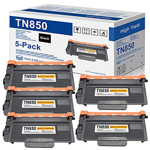5-Pack Compatible Toner Cartridge Replacement for Brother TN-850 TN 850 TN850 for use with Brother HL-L6200DW HL-L6200DWT HL-L6250DW MFC-L5800DW DCP-L5650DN DCP-L5600DN Printer Toner